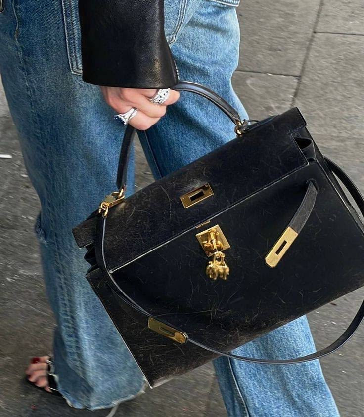 HERMES KELLY 28 BOX CALF BLACK 1959 O stamp