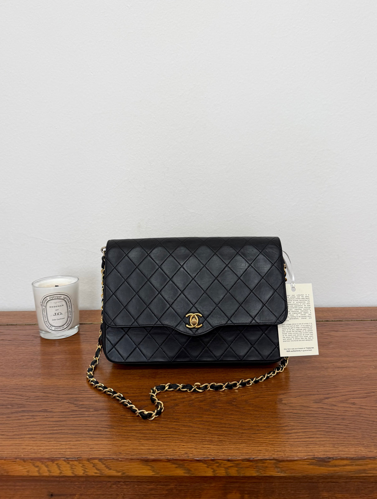 Chanel Black Twist Lock Flap Bag Lambskin Gold HW
