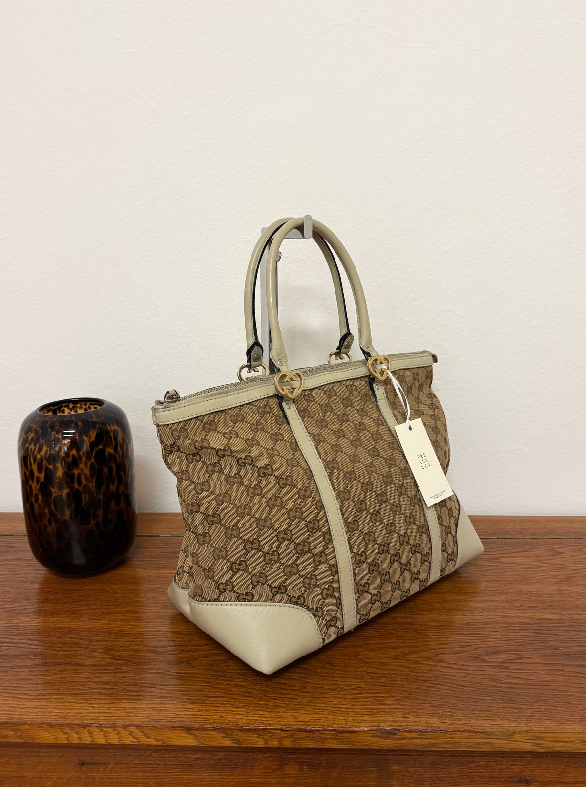 Gucci Heart GG Monogram Shopper Tote Bag