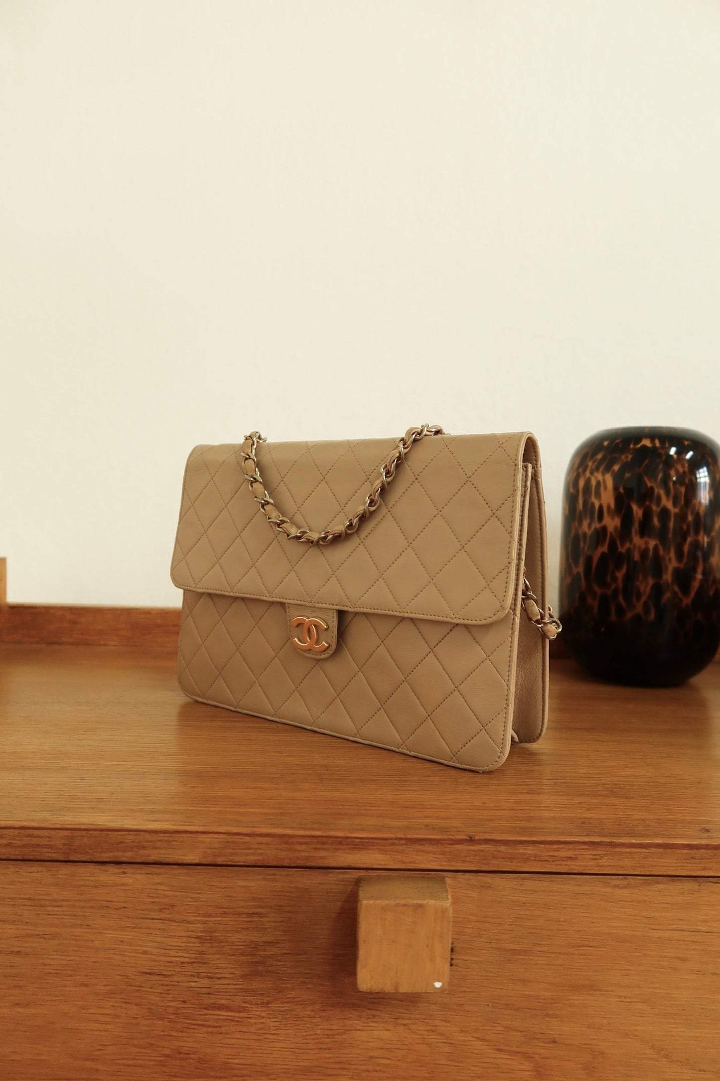 CHANEL MOCHA LAMBSKIN SINGLE FLAP BAG