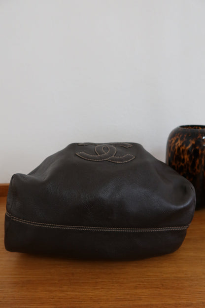 CHANEL DARK BROWN BUCKET BAG & POUCH