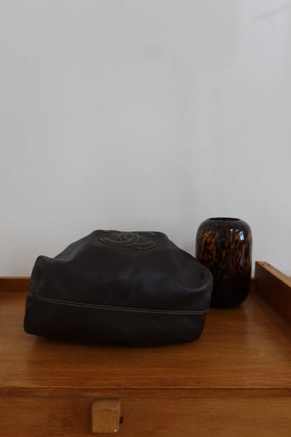 CHANEL DARK BROWN BUCKET BAG & POUCH