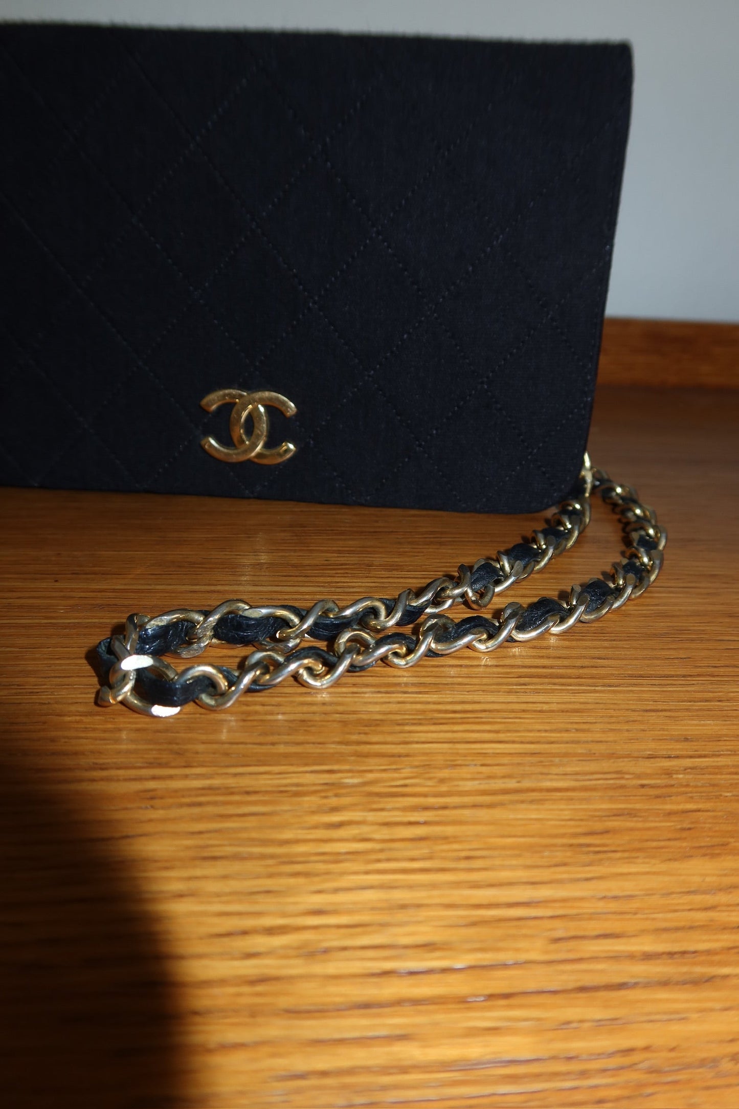 CHANEL BLACK WOC WALLET ON CHAIN