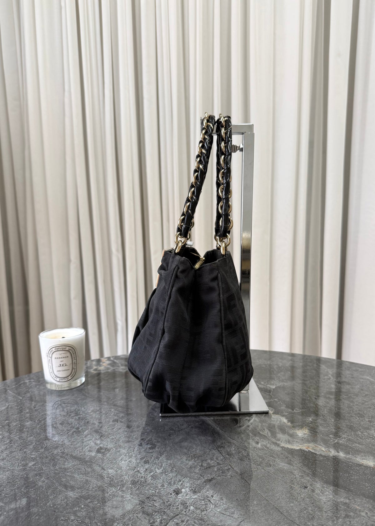 Fendi Mia Zucca Small Shoulder Bag Black