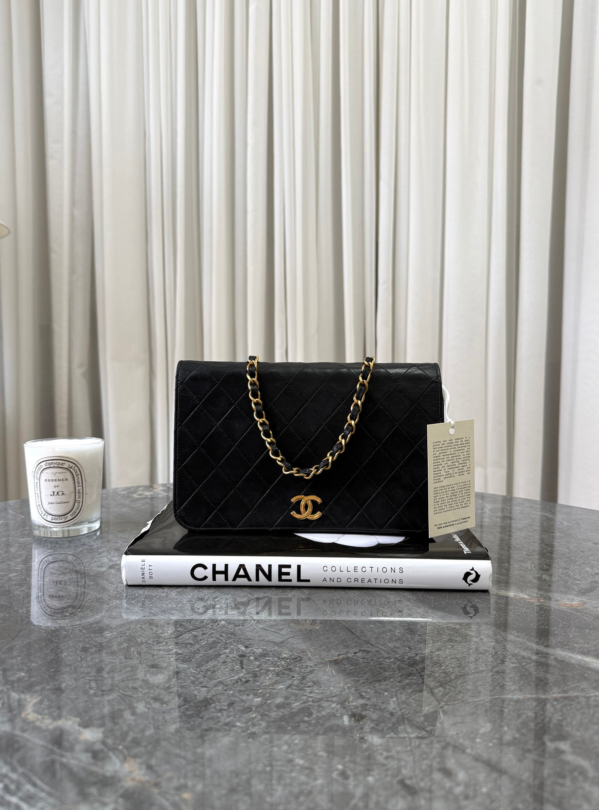 Chanel Full Flap Bag Lambskin Black 24K Gold HW