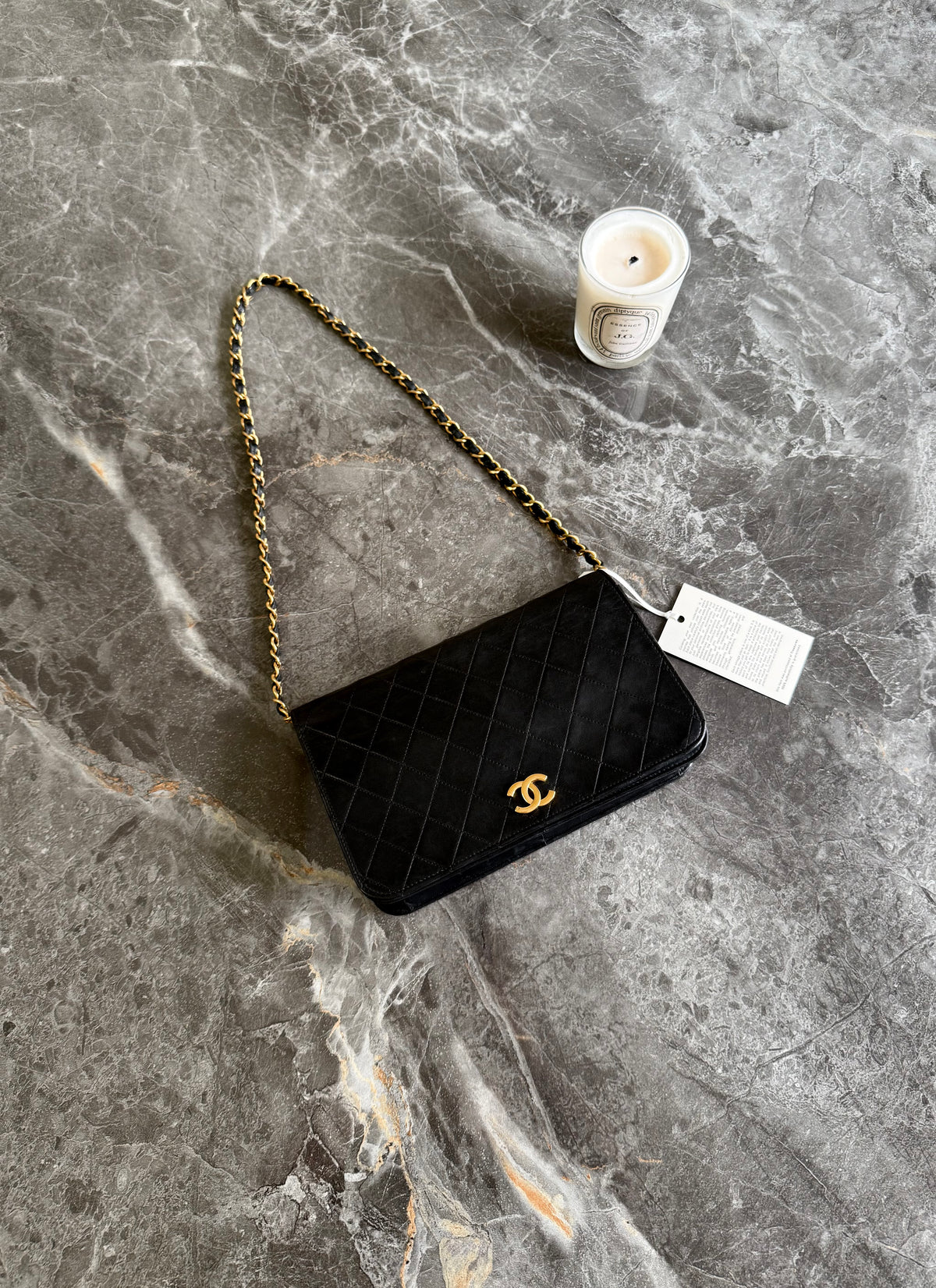 Chanel Full Flap Bag Lambskin Black 24K Gold HW