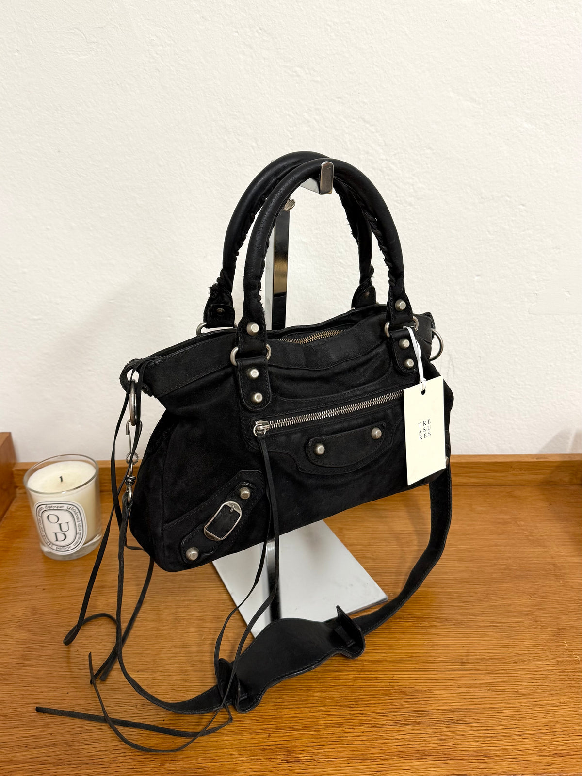 BALENCIAGA SUEDE CITY BAG BLACK