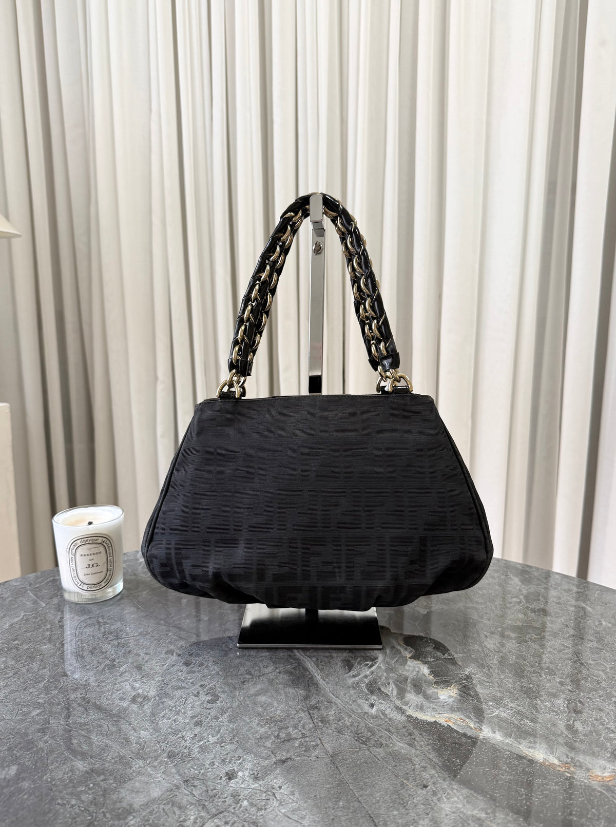 Fendi Mia Zucca Small Shoulder Bag Black