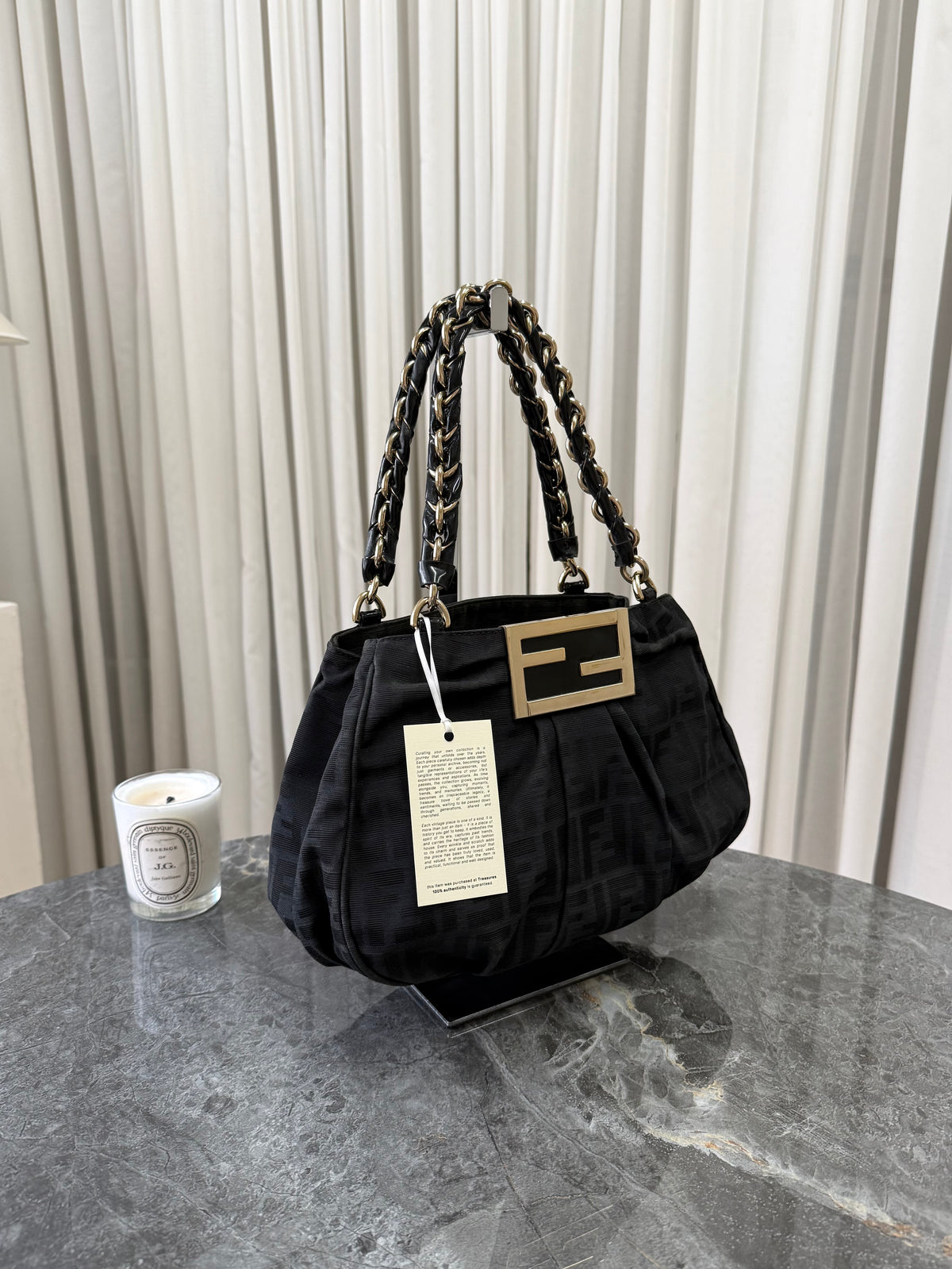 Fendi Mia Zucca Small Shoulder Bag Black