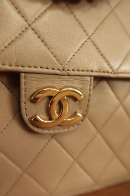 CHANEL MOCHA LAMBSKIN SINGLE FLAP BAG
