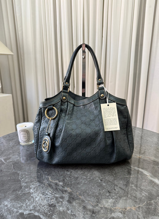 Gucci Sukey tote ze zelenošedé Guccissima kůže – Treasures Prague