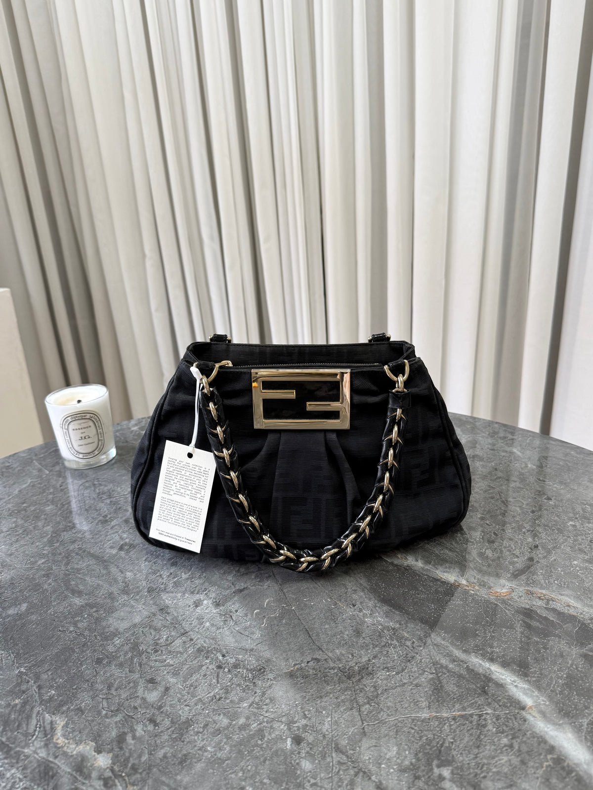 Fendi Mia Zucca Small Shoulder Bag Black