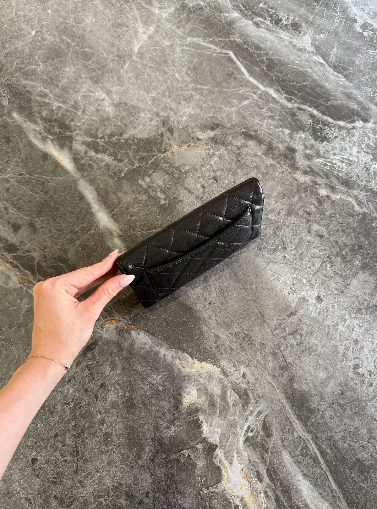Chanel Classic Long Wallet z černé caviar kůže se stříbrným hardwarem, foto 10
