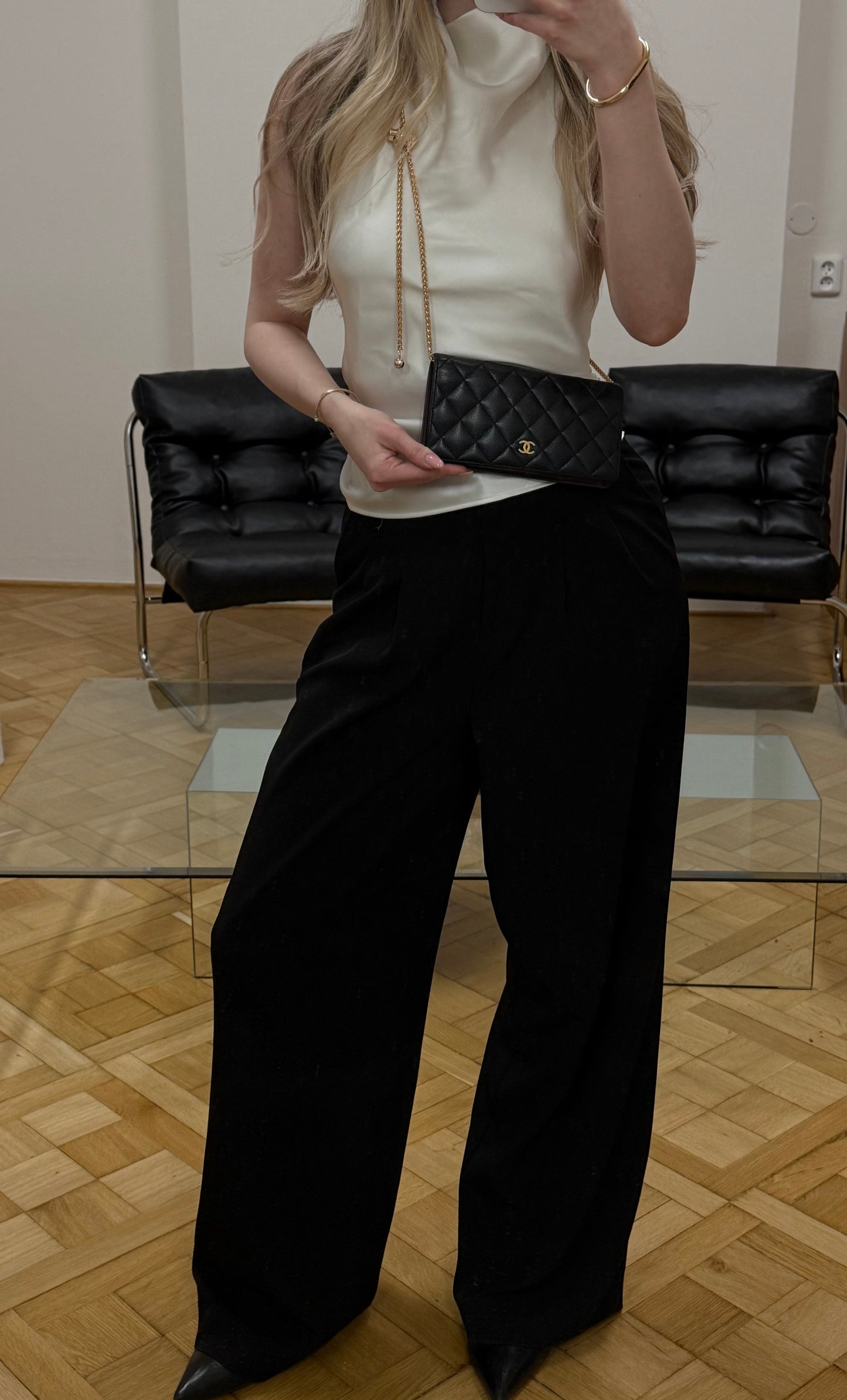 CHANEL CAVIAR LONG WALLET BLACK SERIES 21