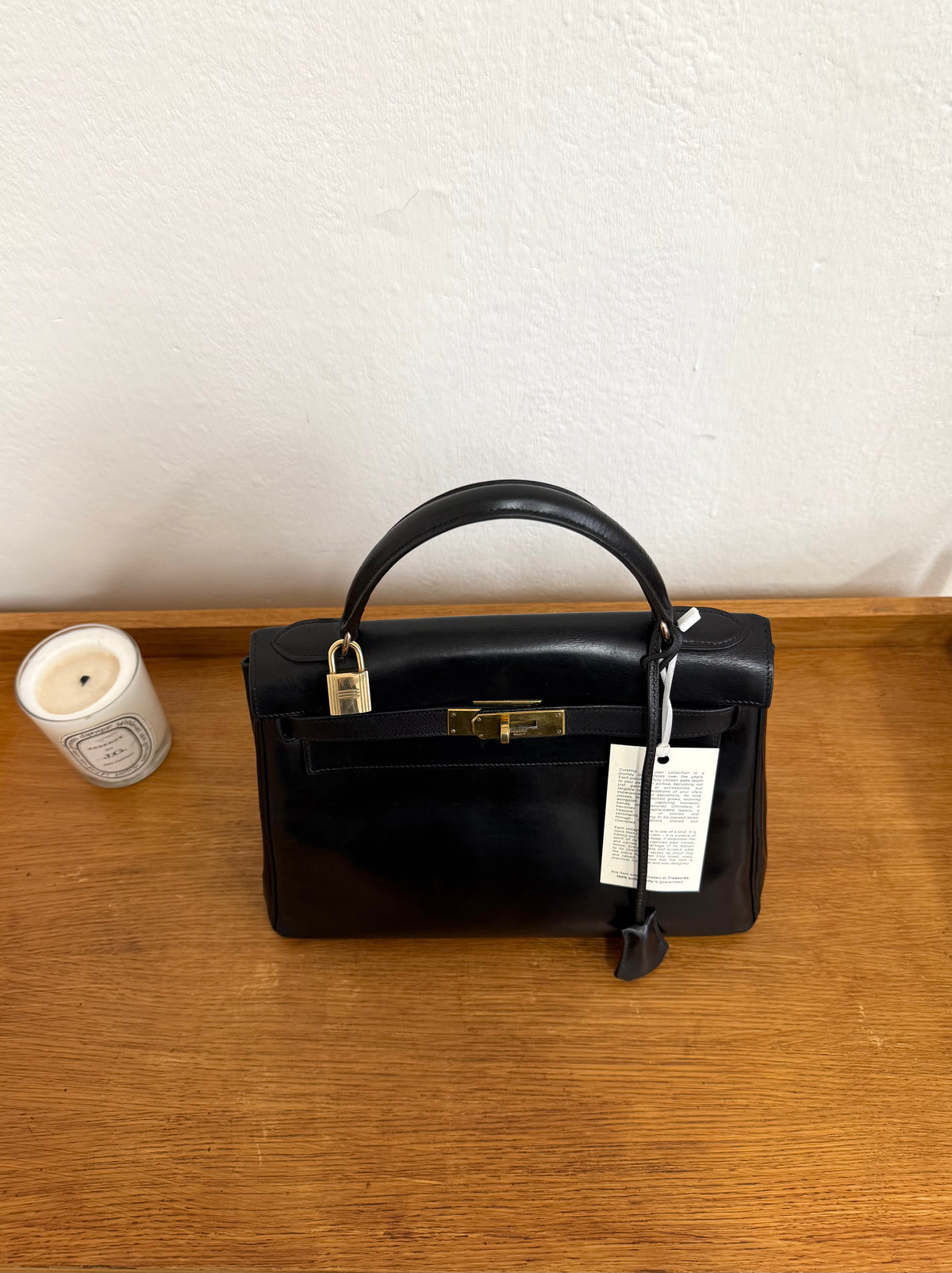 HERMES KELLY 28 BOX CALF BLACK 1959 O stamp
