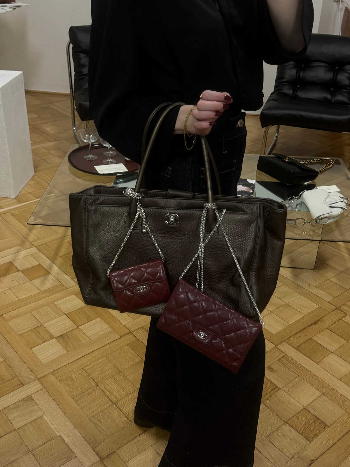 CHANEL EXECUTIVE TOTE IRIDESCENT BROWN SILVER HW