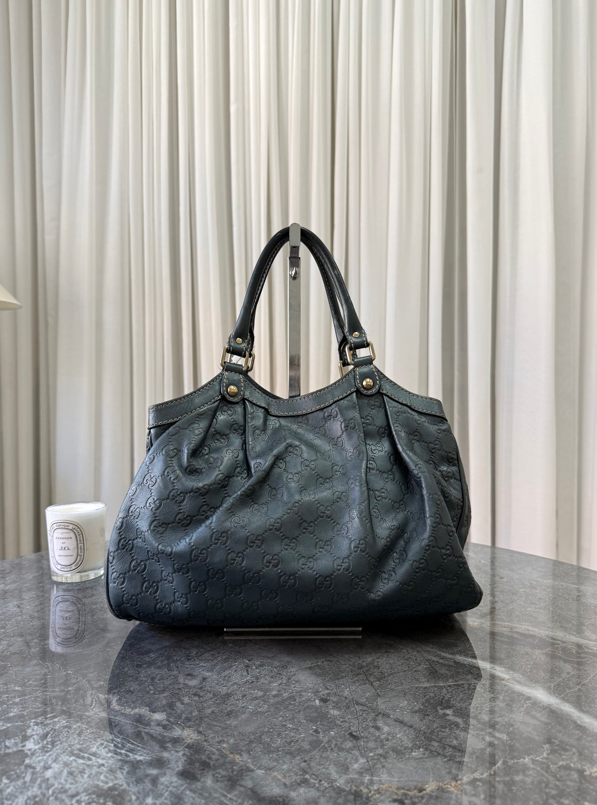 Gucci Sukey tote ze zelenošedé Guccissima kůže, foto 8