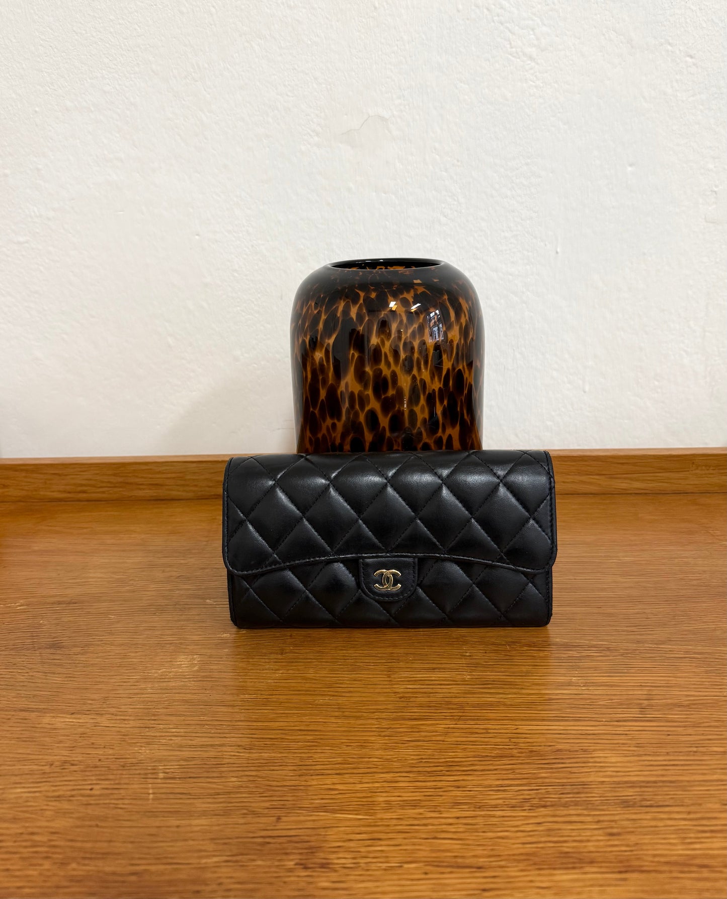CHANEL LONG WALLET LAMBSKIN BLACK SERIES 24