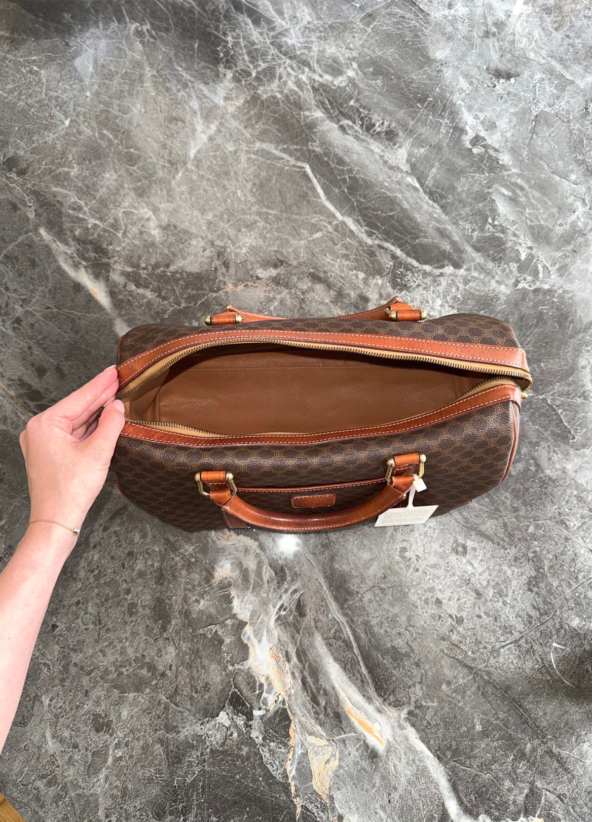 Vintage Celine Macadam duffle bag v monogram canvasu, foto 10