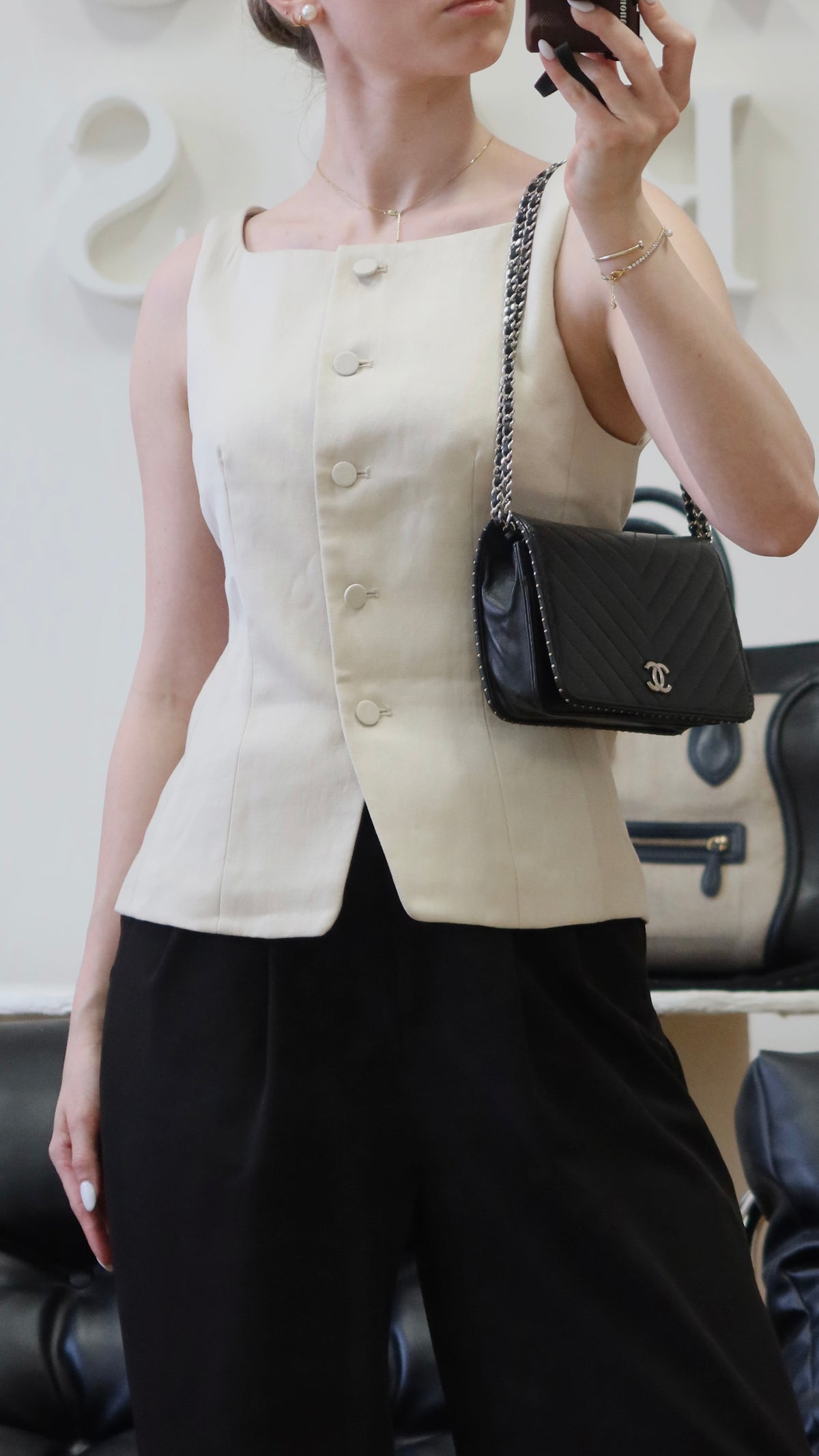CHANEL WOC BLACK LAMBSKIN SILVER HW