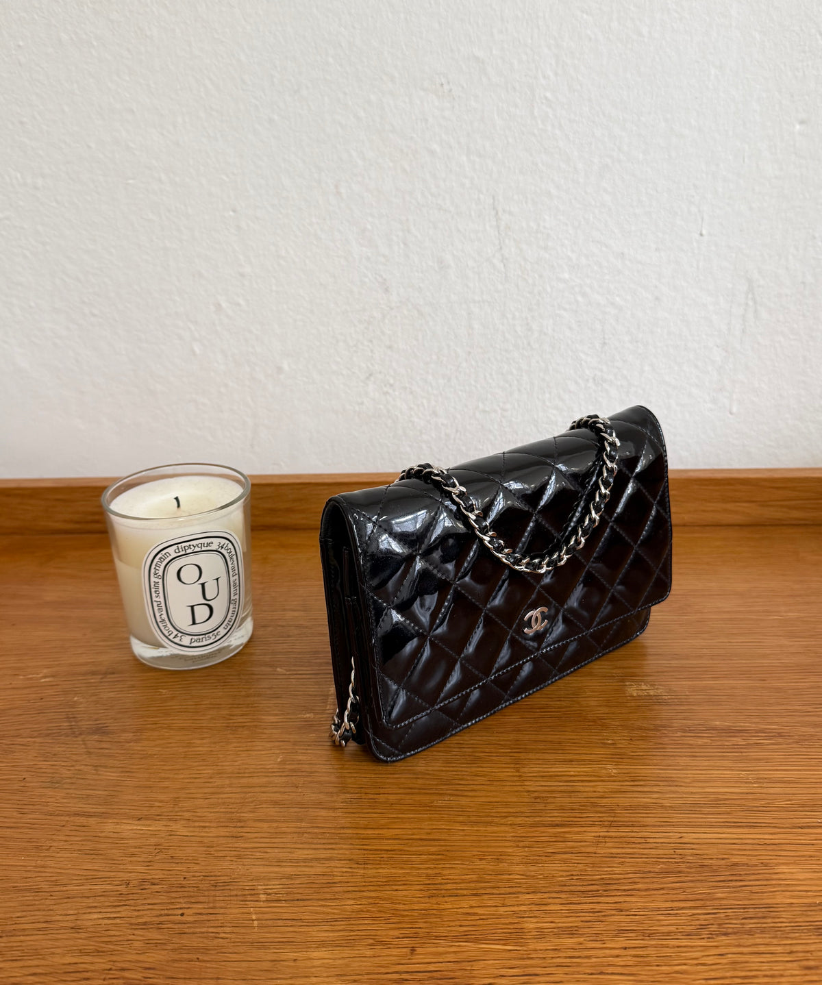 CHANEL PATENT LEATHER WOC BLACK