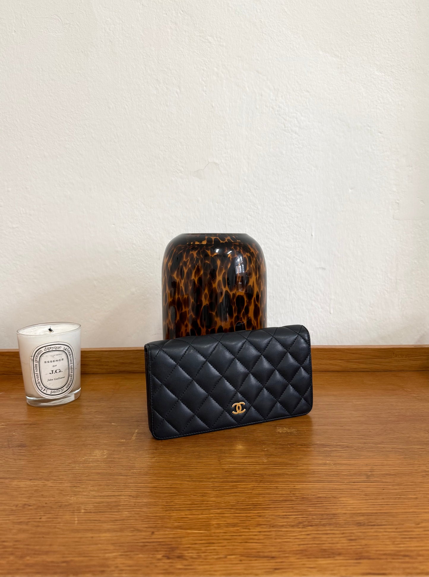 SERIES 21 CHANEL LAMBSKIN LONG WALLET BLACK GOLD