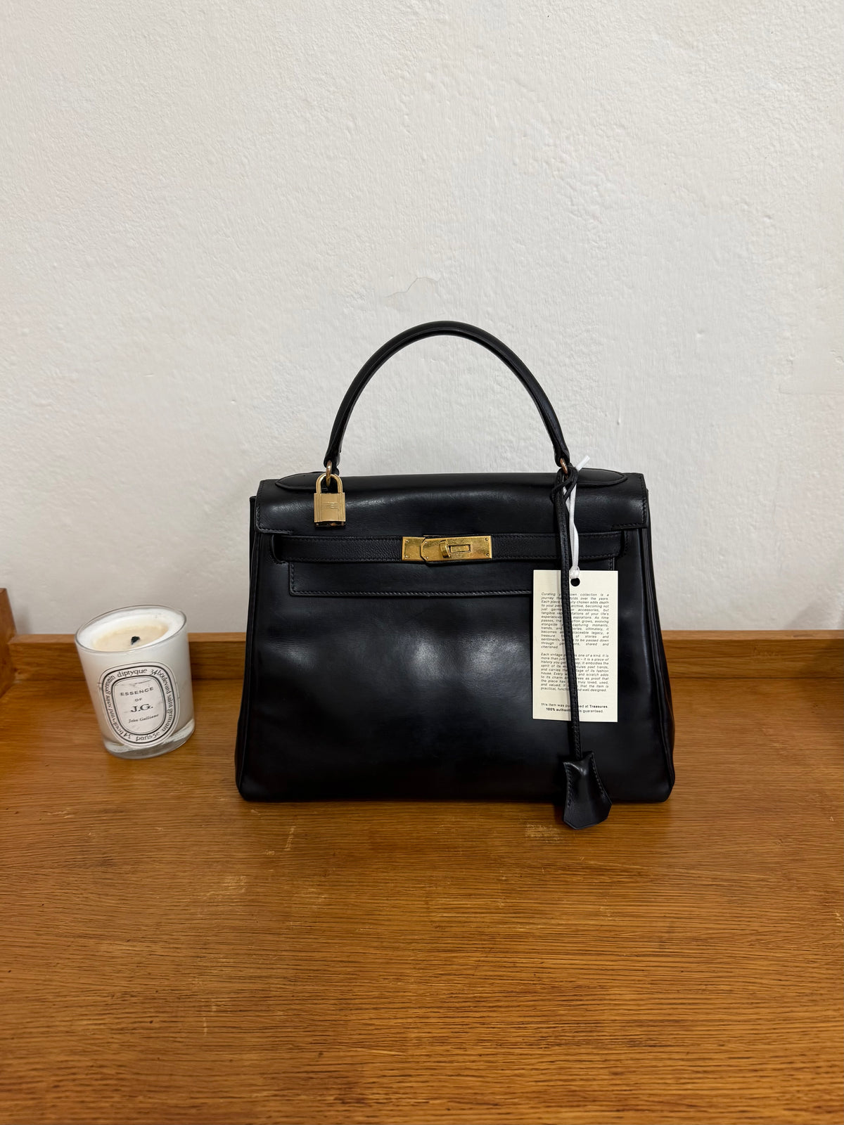 HERMES KELLY 28 BOX CALF BLACK 1959 O stamp