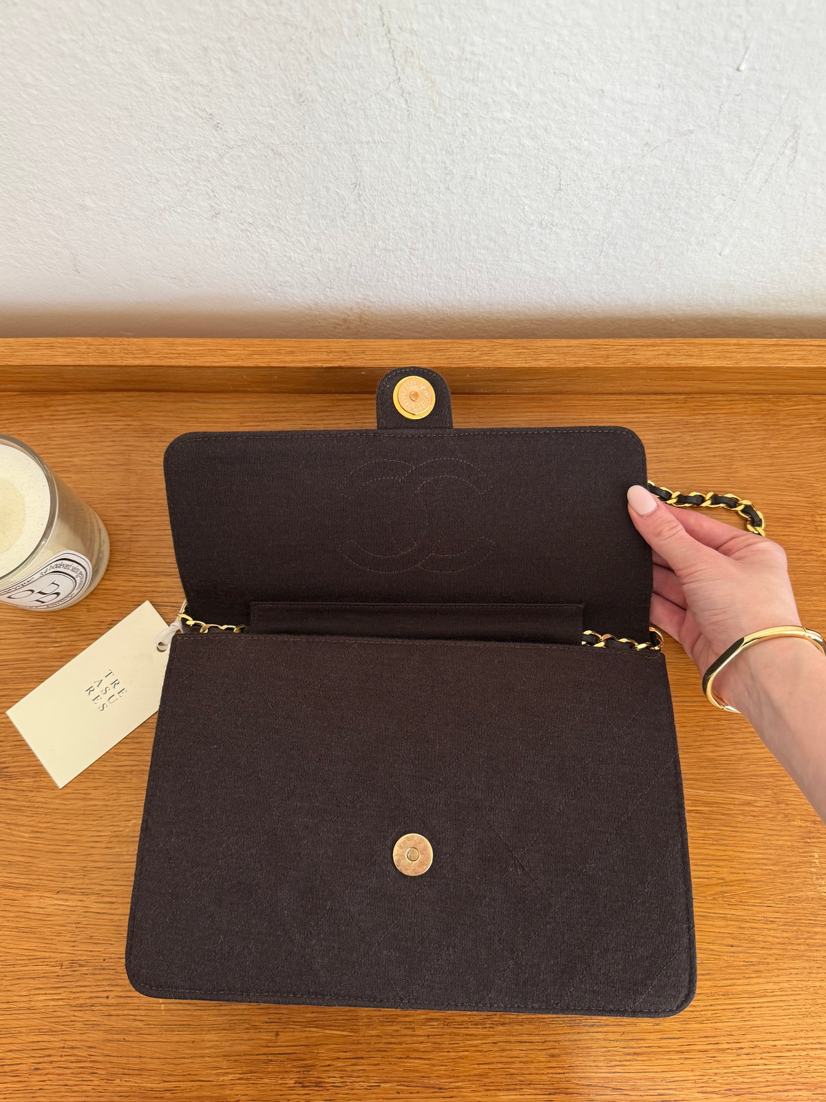 CHANEL SINGLE FLAP MATELASSE JERSEY BROWN BAG