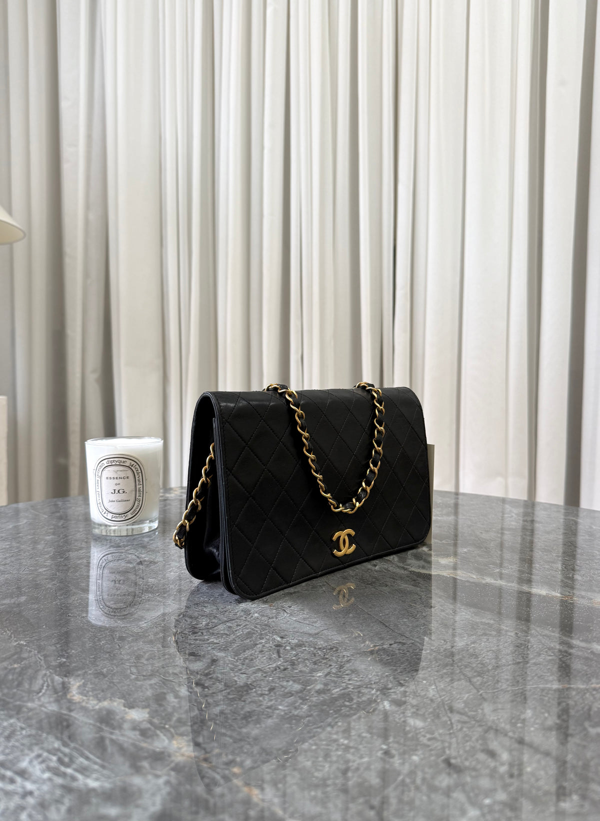 Chanel Full Flap Bag Lambskin Black 24K Gold HW