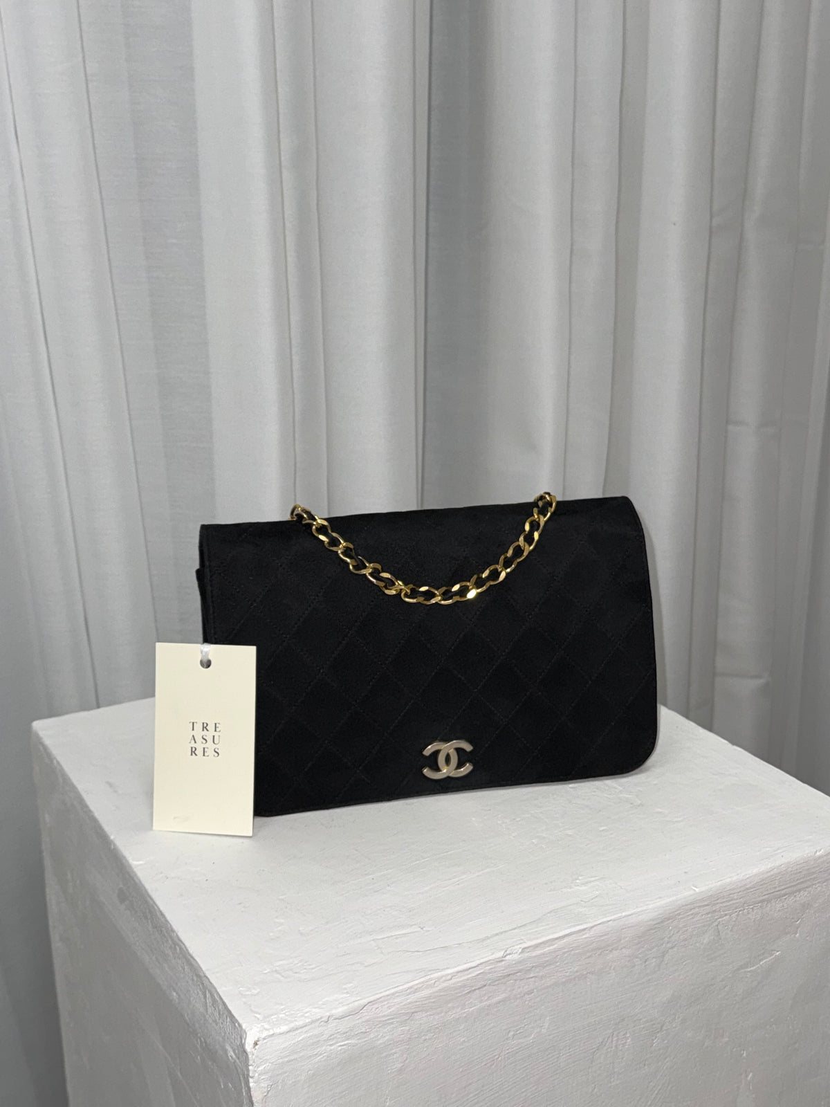 CHANEL SUEDE FULL FLAP BLACK