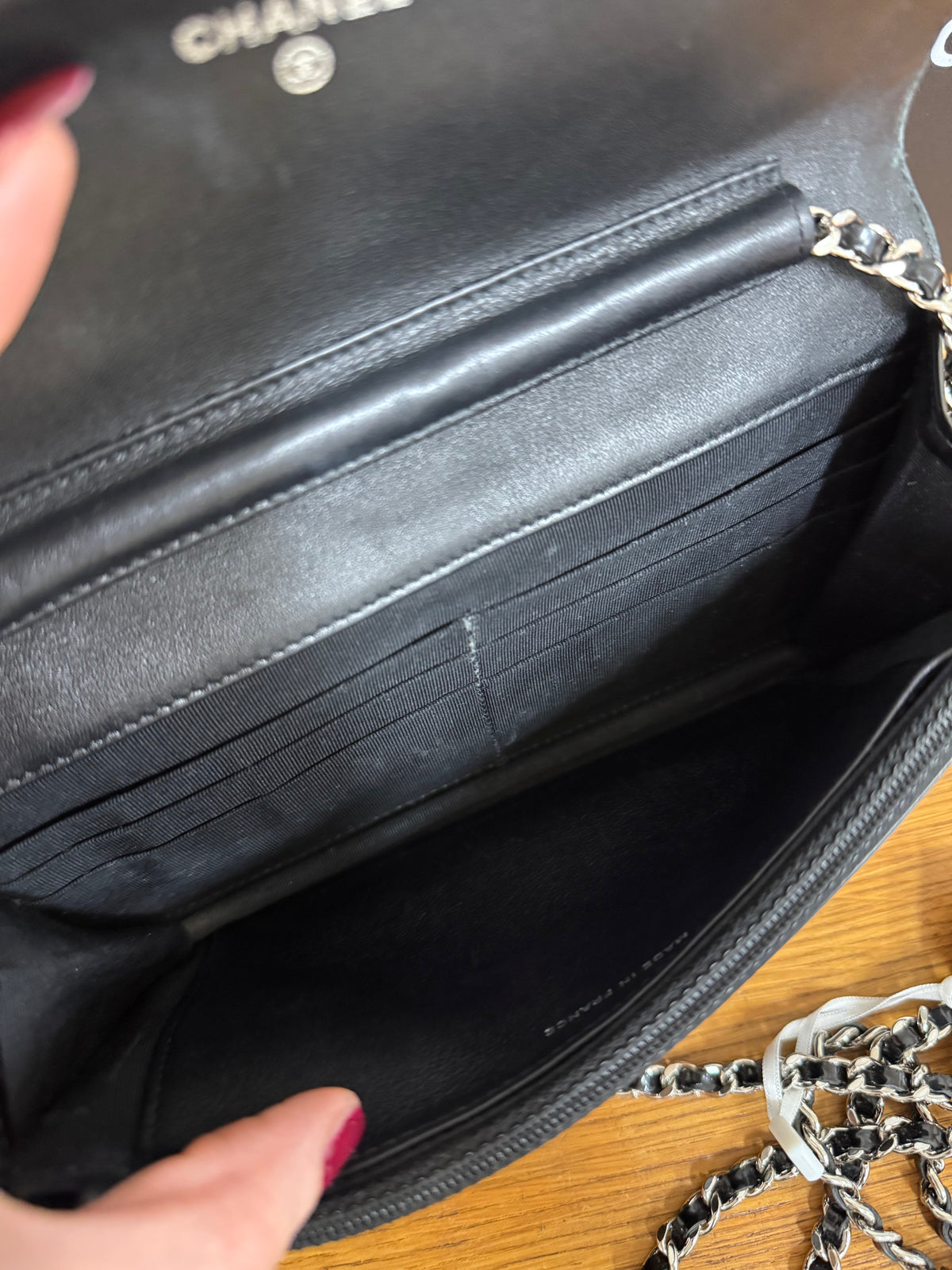 CHANEL PATENT LEATHER WOC BLACK