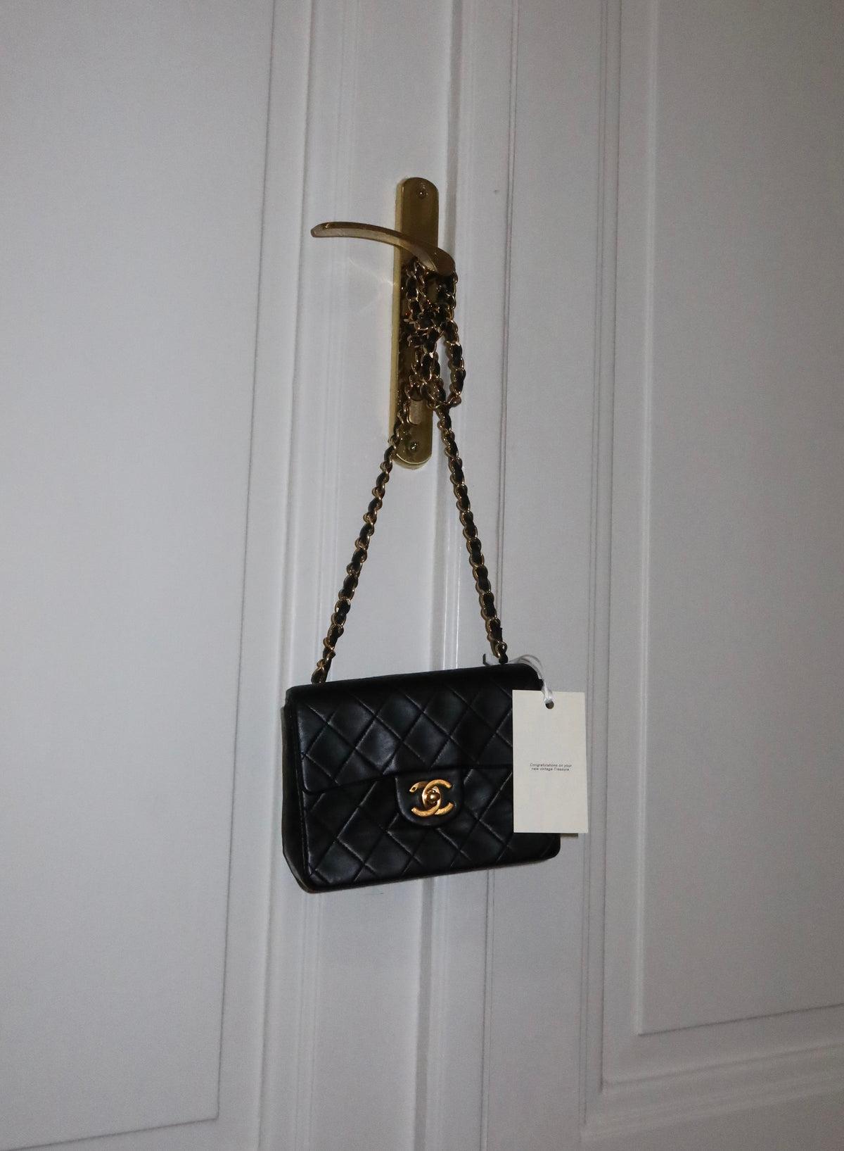 CHANEL SINGLE FLAP BAG BLACK LAMBSKIN