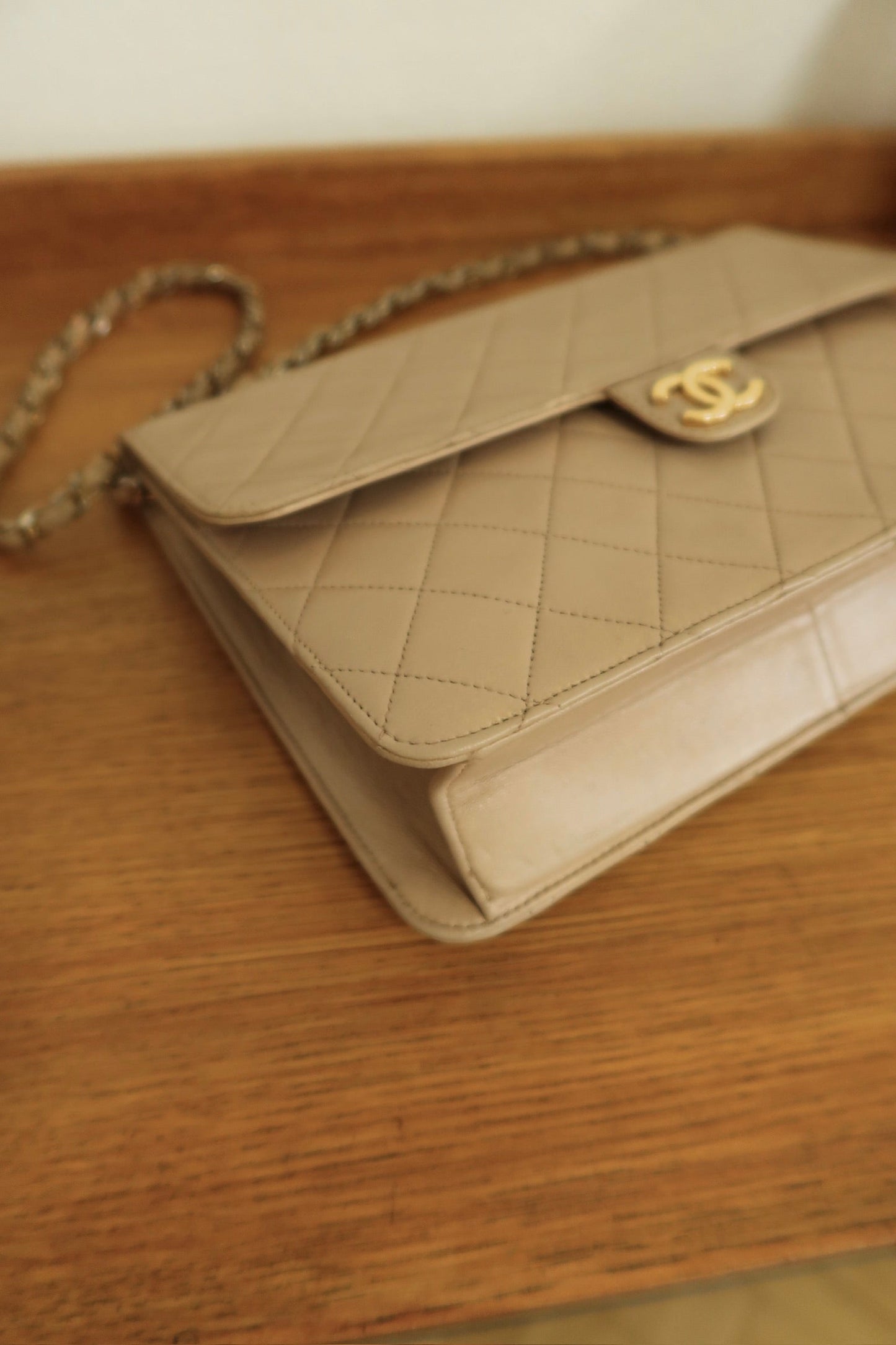 CHANEL MOCHA LAMBSKIN SINGLE FLAP BAG