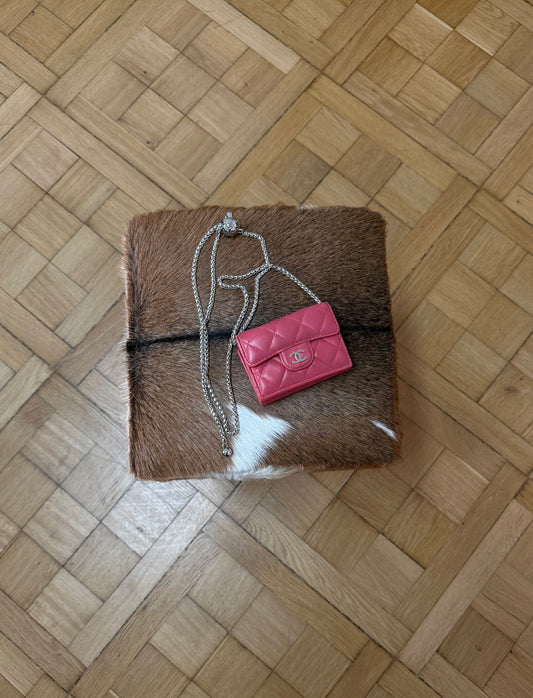 Chanel mini peněženka z růžové jehněčí kůže – Treasures Prague