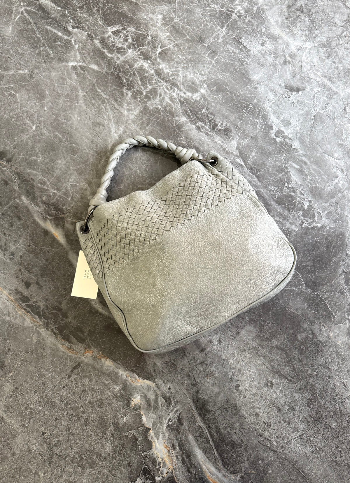 Bottega Veneta hobo bag in light grey Intrecciato leather, photo 8