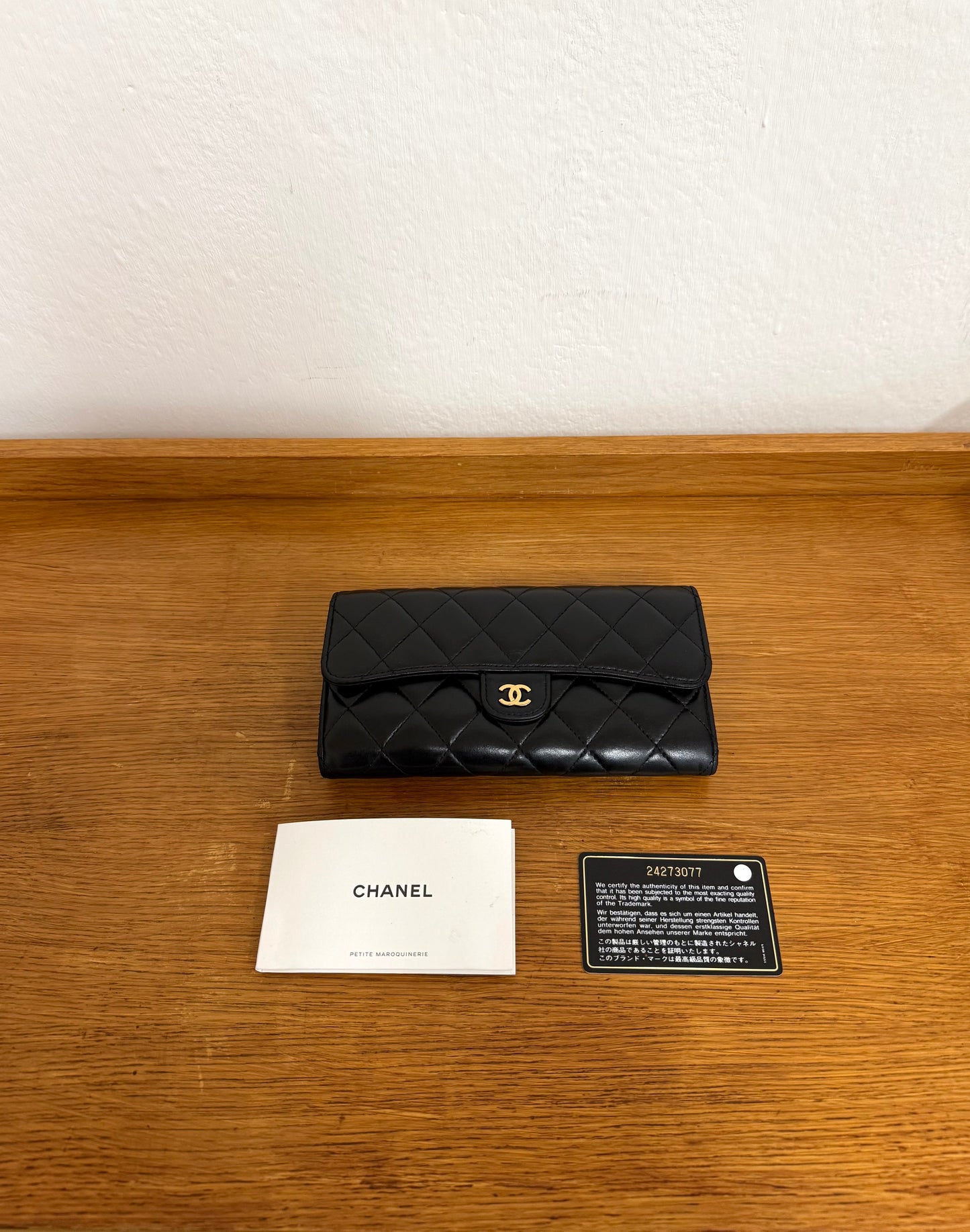 CHANEL LONG WALLET LAMBSKIN BLACK SERIES 24