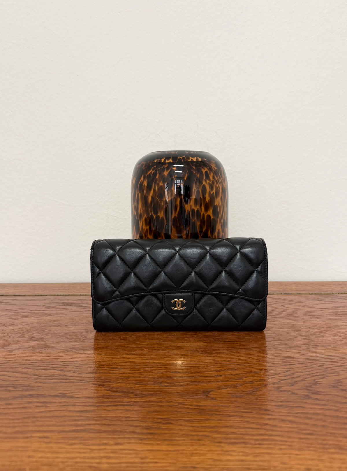 Chanel Large Classic Wallet Lambskin Gold HW