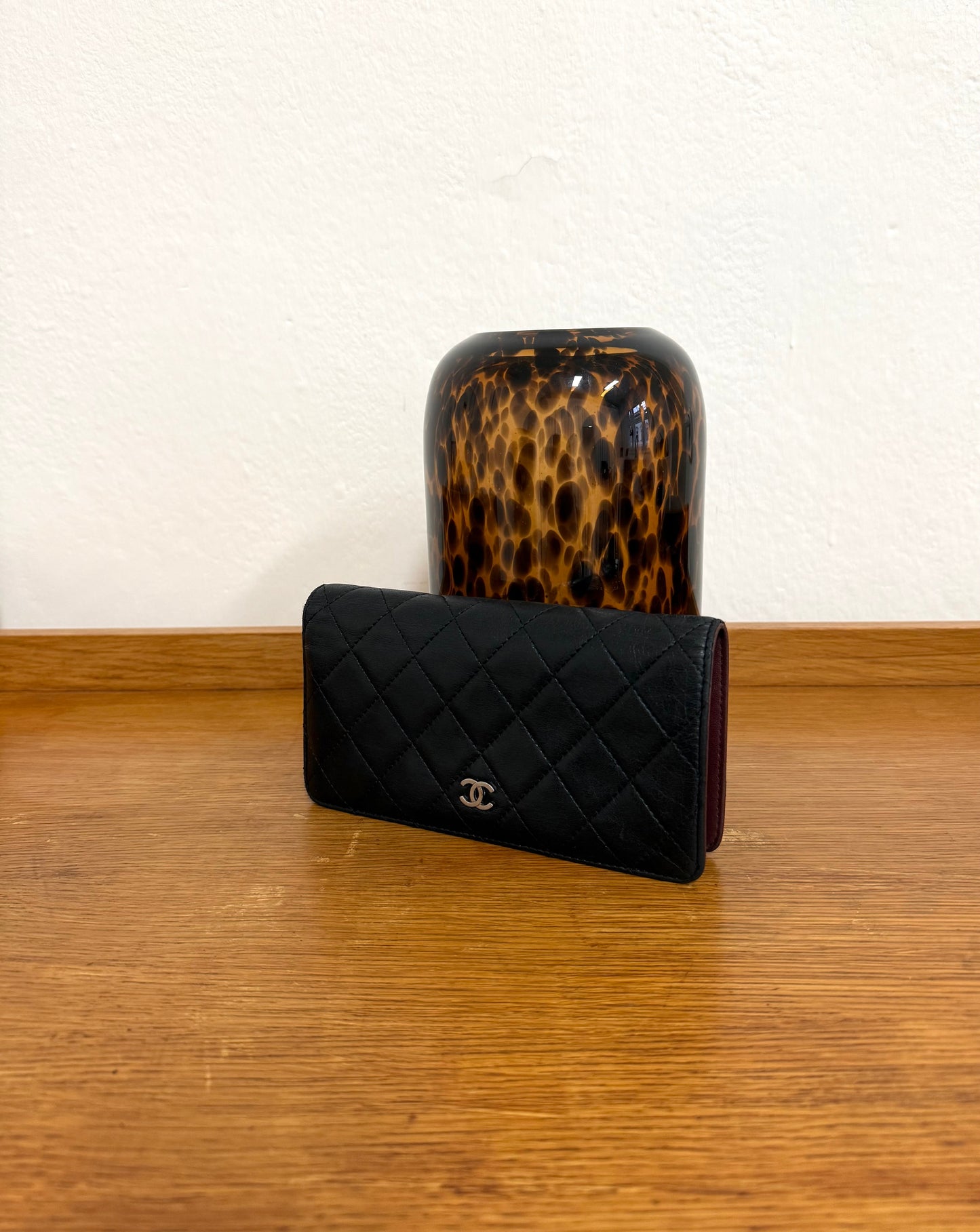CHANEL CLASSIC LONG WALLET LAMBSKIN BLACK SERIES 14