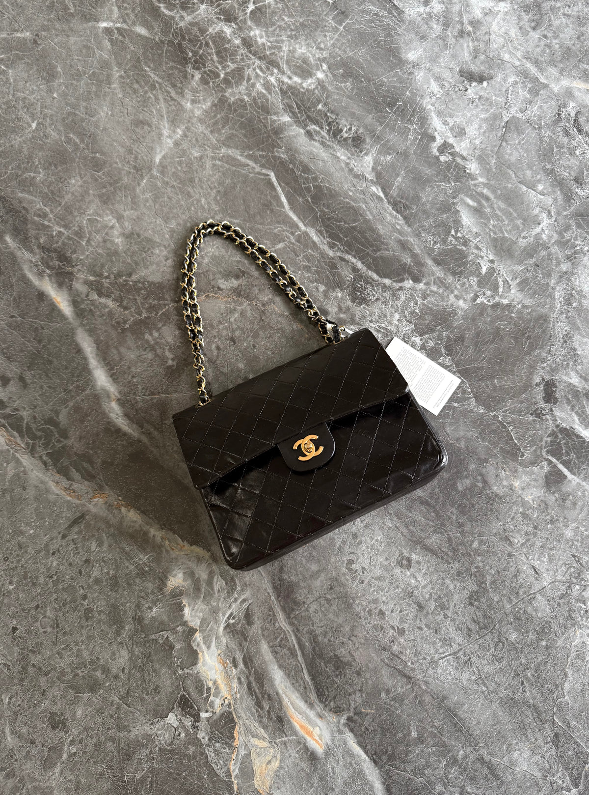 Chanel Classic Double Flap Bag Black Medium Tall 24K Gold HW