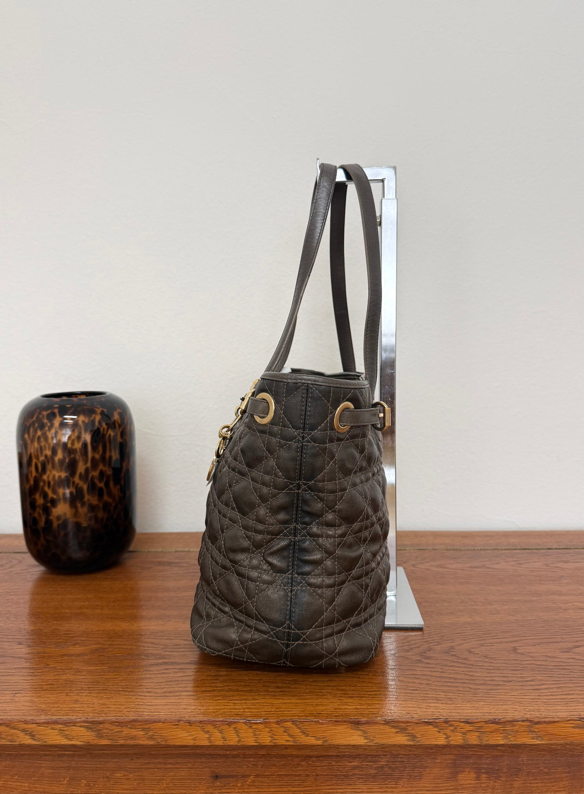 Dior Panarea tote in brown Cannage coated canvas with gold hardware, photo 7