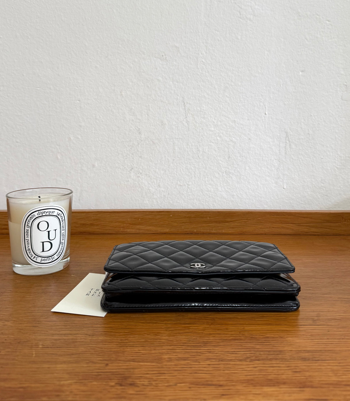 CHANEL PATENT LEATHER WOC BLACK