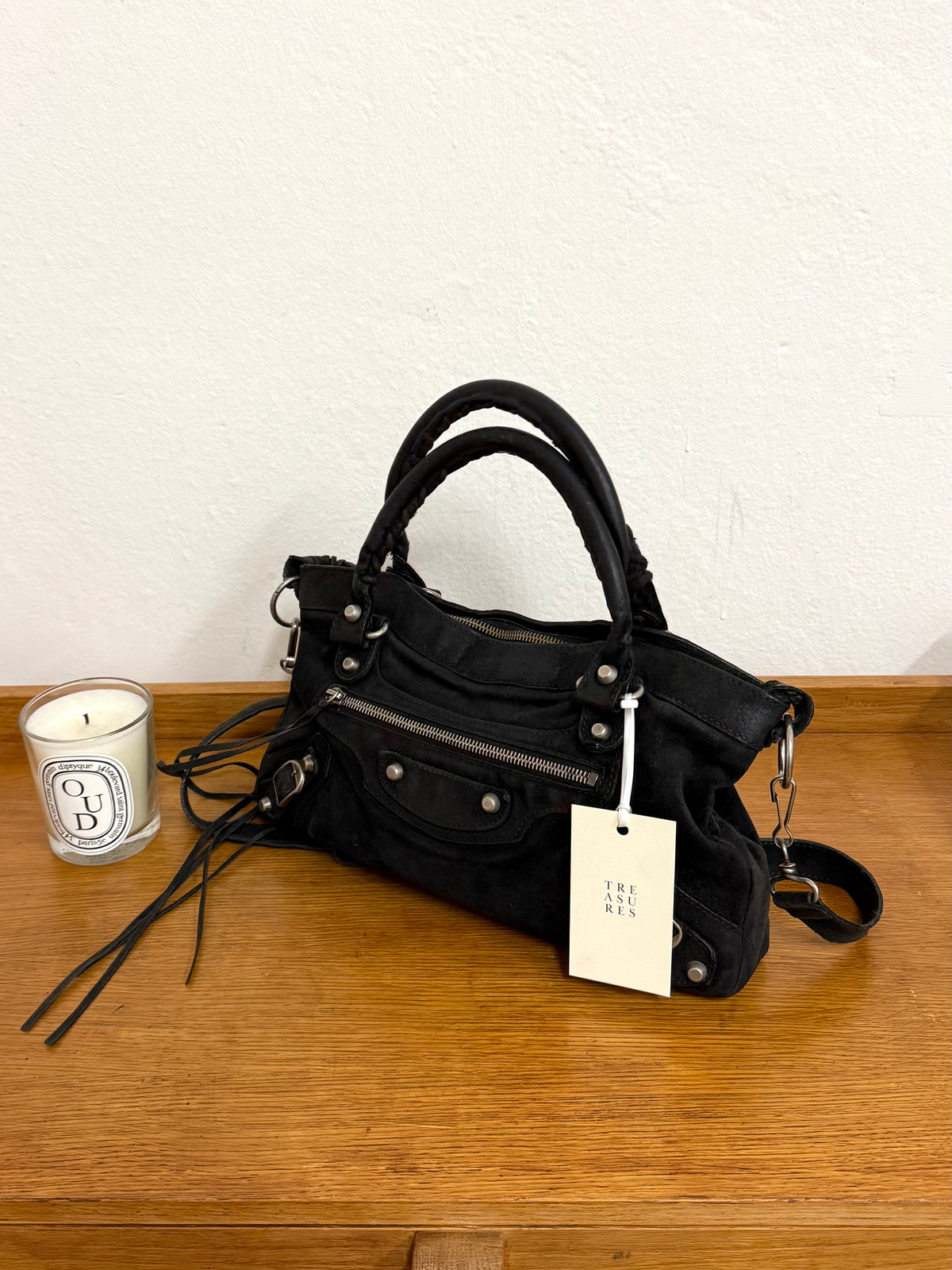 BALENCIAGA SUEDE CITY BAG BLACK