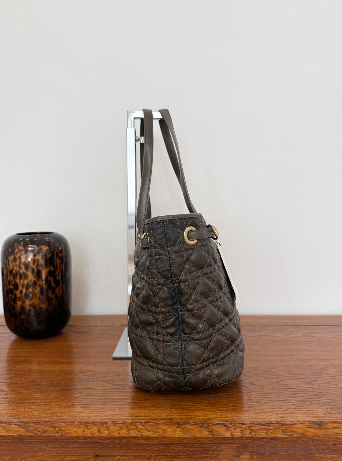 Dior Panarea tote in brown Cannage coated canvas with gold hardware, photo 6