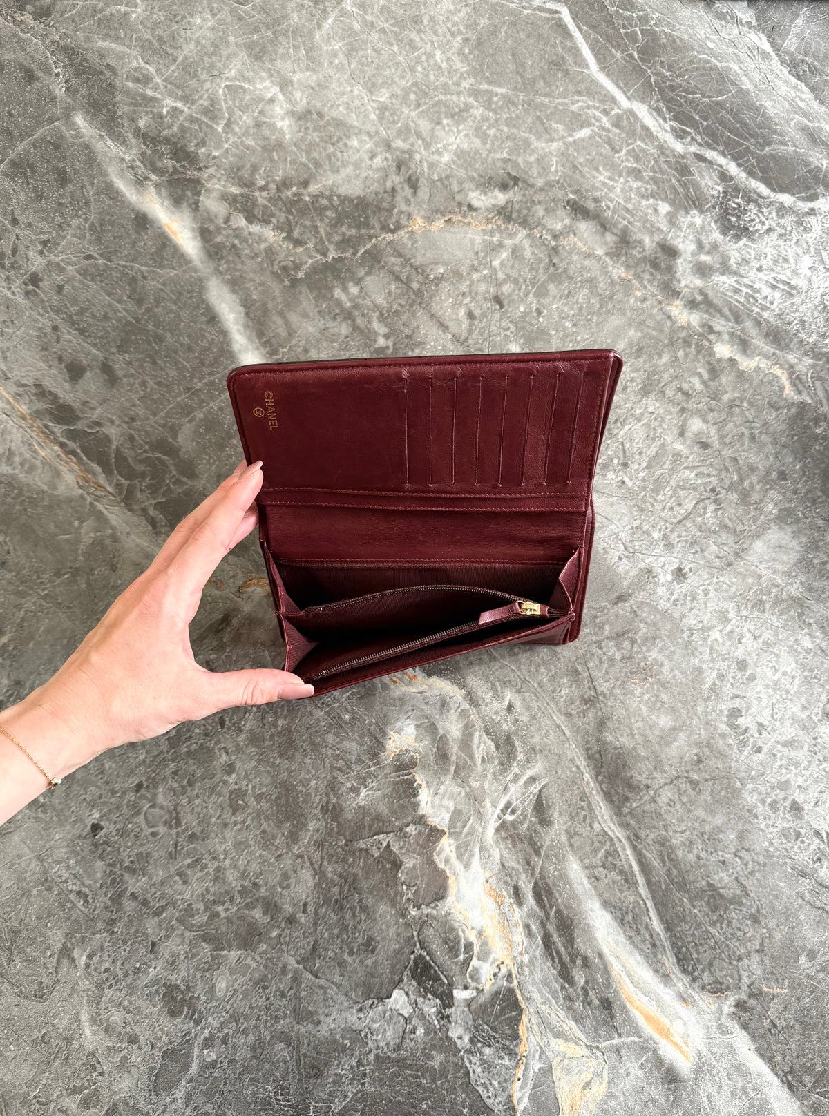 Chanel Caviar Long Wallet Black Gold HW Series 16