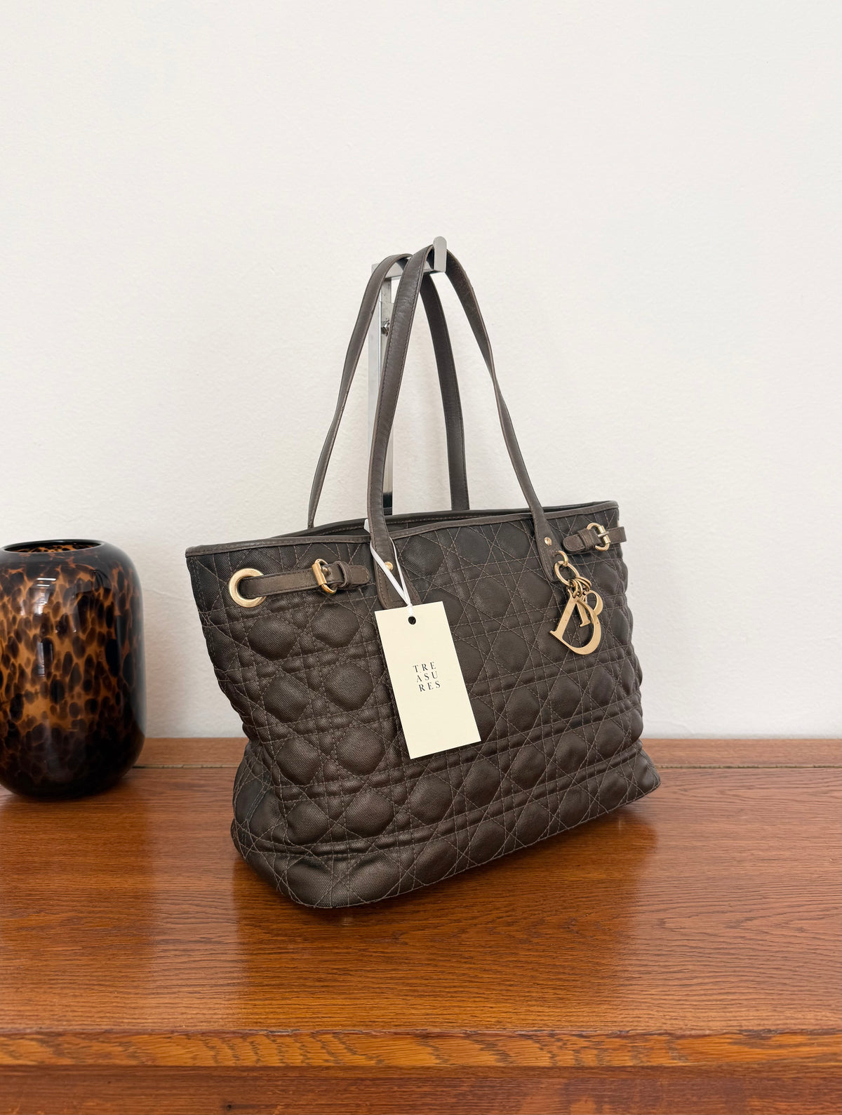 Dior Panarea tote in brown Cannage coated canvas with gold hardware, photo 3