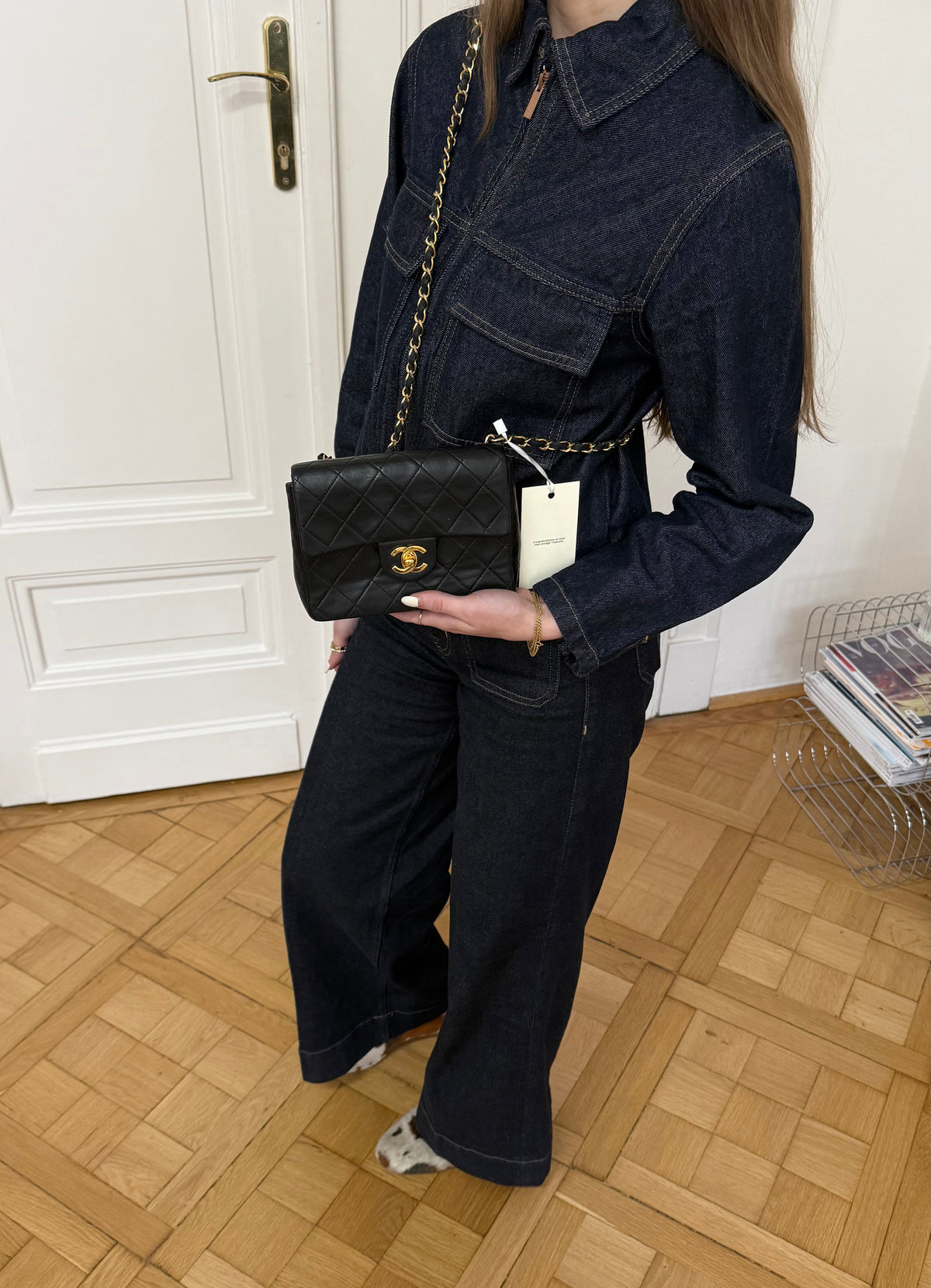 CHANEL SINGLE FLAP BAG BLACK LAMBSKIN
