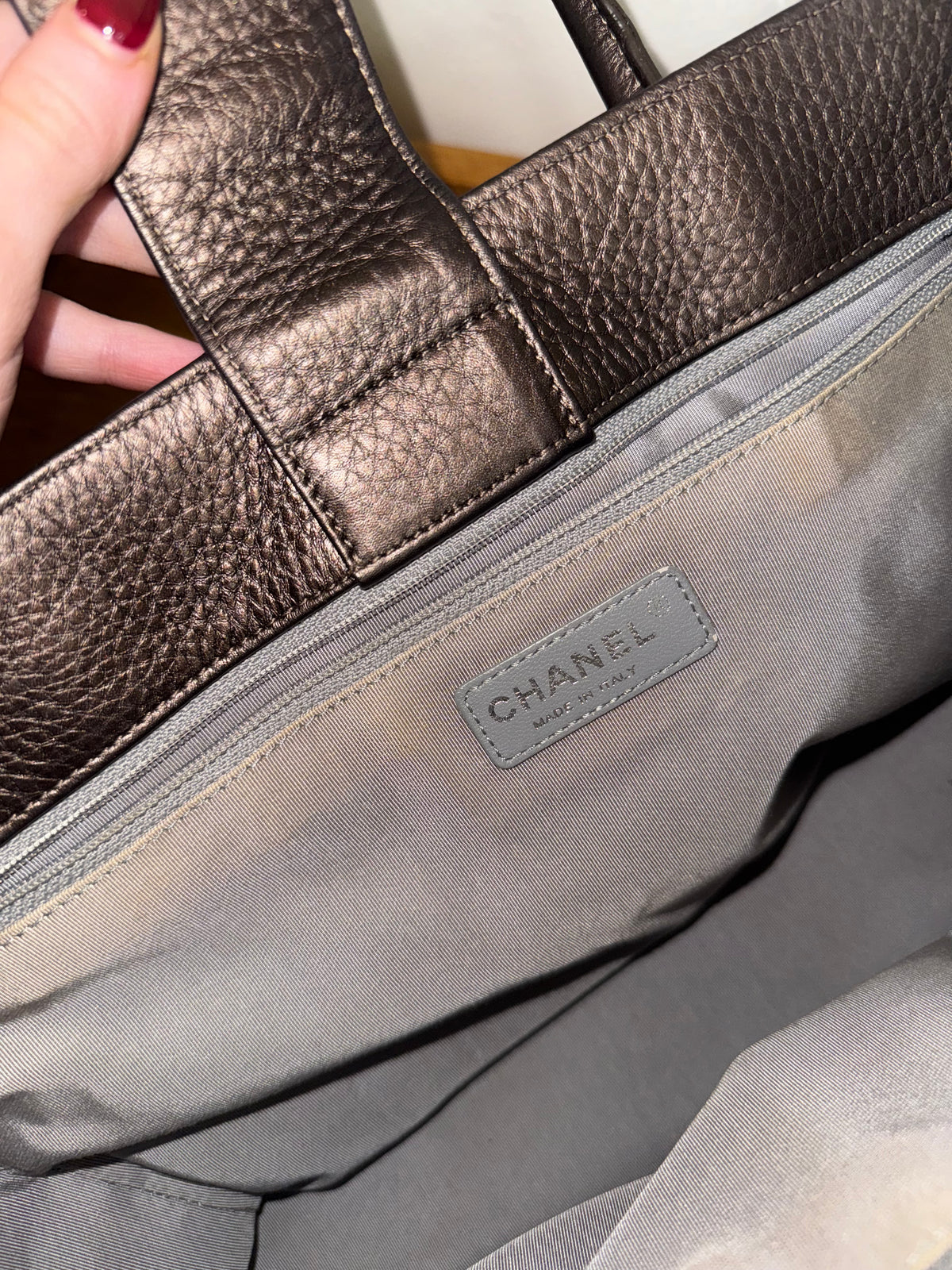 CHANEL EXECUTIVE TOTE IRIDESCENT BROWN SILVER HW
