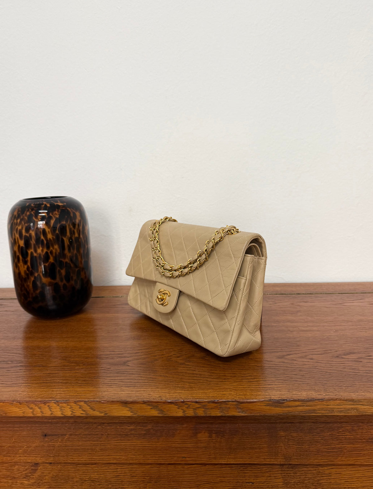 Chanel Classic Double Flap Bag Medium Beige 24K Gold HW