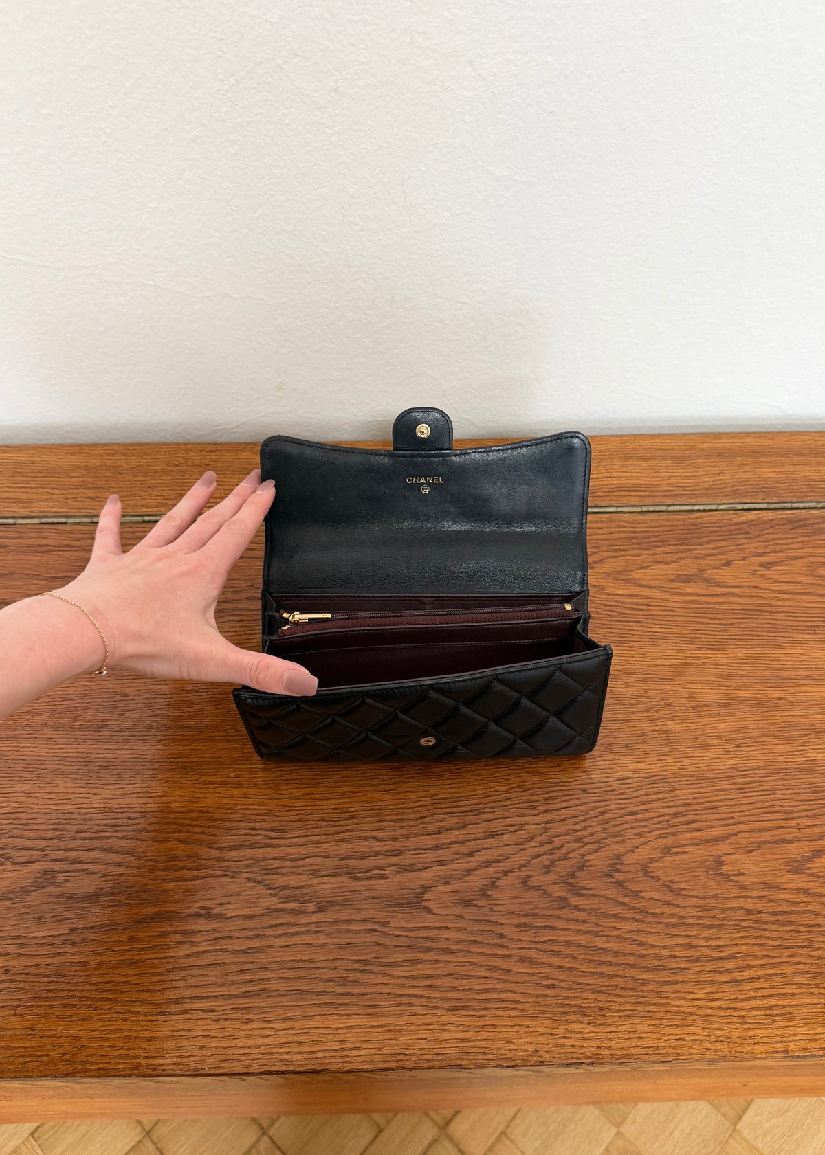 Chanel Large Classic Wallet Lambskin Gold HW