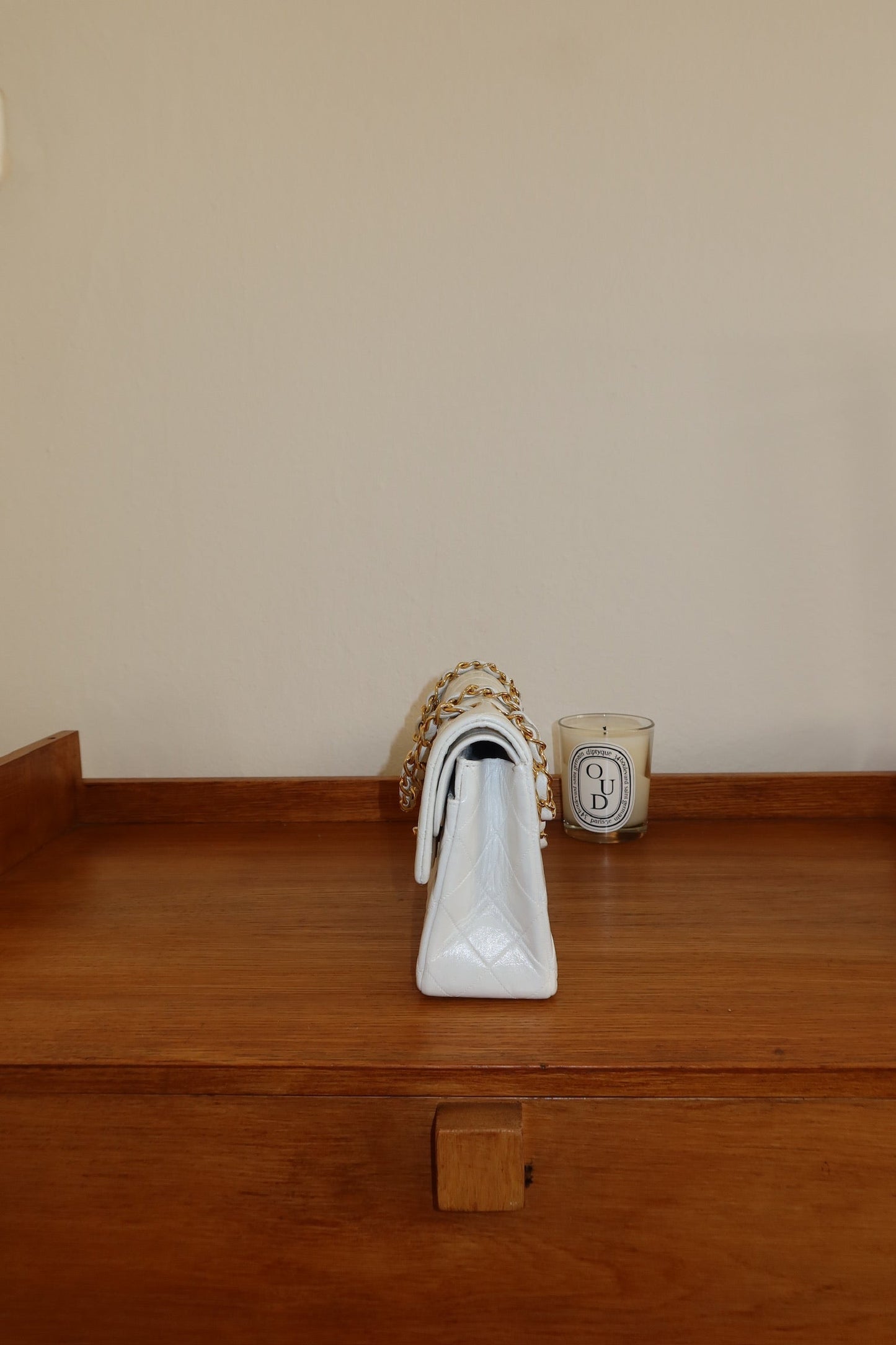 CHANEL DOUBLE FLAP BAG SMALL IN WHITE